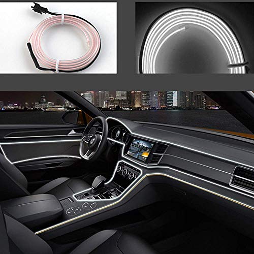 Neon LED EL cable para interior automotriz Cosplay lámpara de línea electroluminiscente LED emisora de luz decorativa con unidad de tira de luz 5V? Blanco, 2 m