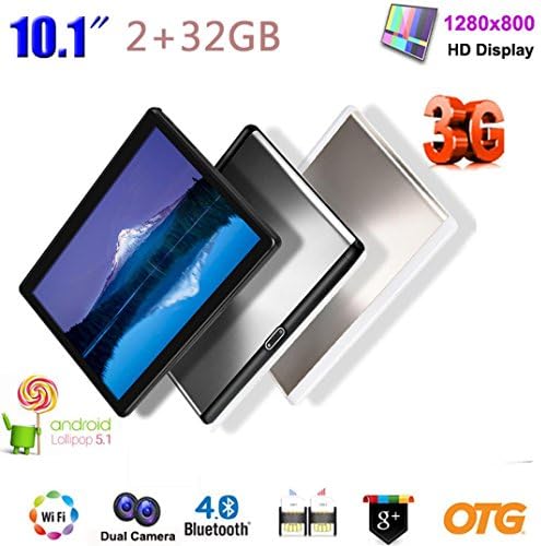 10.1" 3G Diadia Phablet Quadcore 32GB ROM 2GB RAM Phone Android 6.0 Tablet PC, Unlocked Dual Sim Card Slots, Bluetooth, GPS, WIFI, 1366 * 768 IPS MIPI Connector (Gold)