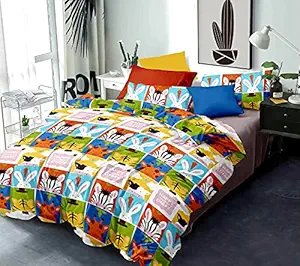 SinghsVillas Decor Presents Cartoon Printed Single Bedsheet with 1 Pillow Cover (Childrens Day)