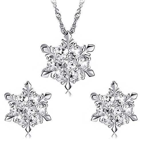 findout elemento del swarovsky azul / / rosa / amatista / multicolor de cristal de copo de nieve collar + pendientes blanco colgante conjunto de. .para las mujeres, las niñas (f1634)