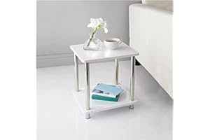 Homme Concept - 2 Tier Small White High Gloss End Table with Storage, Side Table, Nightstand, Coffee Table for Living Room, Hallway, Bedroom, Home Office, Home Décor Norsk Industrial Design