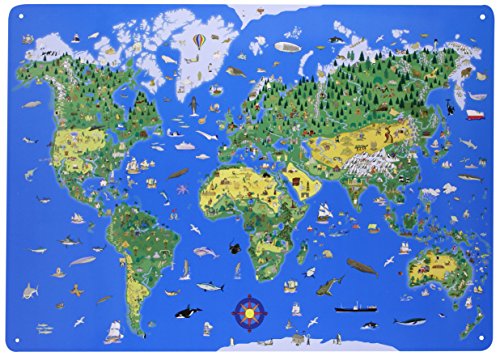 Preisvergleich Produktbild Magnettafel Illustrierte Weltkarte