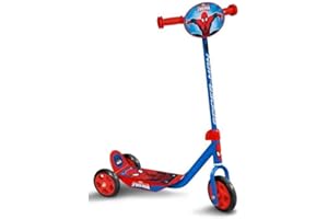 DISNEY Trottinette 3 Roues Spiderman Ajustable en Hauteur. Large Plateau Anti-dérapant. Poignées Anti-pincement. Roues PVC. Plaque décorée.
