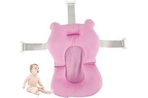 STRONGHIGHEU HUIPYOU Tappetino per il Bagnetto Neonato Materassino Galleggiante antiscivolo Supporto Pieghevole Per Vasca da Bagno con Cuscino per Bambini (Rosa)
