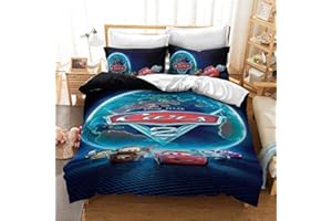 GDGM Kinderbettwäsche 135x200 Jungen Kinder Autos Bettwäsche Set 2TLG. Bettbezug Und Kissenbezug 75x50cm Mit Reißverschluss,3D Bettwäsche (5,200x200cm)