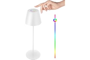 FUYO Lampada da Tavolo Senza Fili, Lampada da Tavolo LED Ricaricabile, Touch Lampada da Comodino in Metallo, 8 Cambi di Colore, Protezione IP54, Dimmerabile, Adatta per Interni/Esterni
