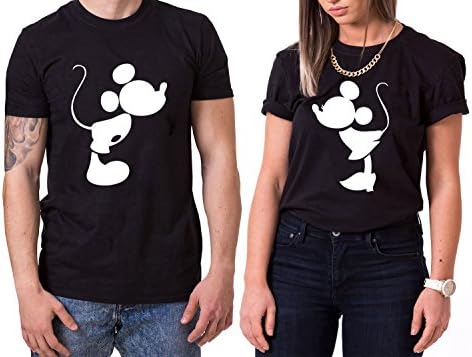 Kiss Mouse King Queen Partnerlook Couple T-Shirt Set Sweet For Couples as Gifts
