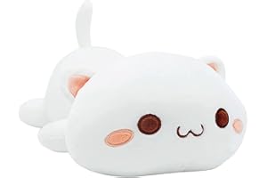 shownicer Peluche Gatto, Kawaii Giocattolo Morbido, Animali di Peluche Gattino, Bambola di Peluche Cuscino, Regalo per Bambini Ragazza 3+ Anni (Bianco, 50cm)