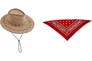 ZZ DISFRAZZES Kit Sombrero y pañuelo vaquero infantil - Pack Disfraz perfecto para Carnaval, Halloween y fiestas temáticas