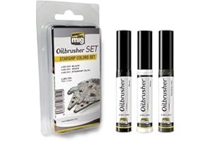 MIG JIMENEZ Ammo of MIG: Set mit 3 Oilbrusher für Starship Farbtöne (vorgereinigte Ölfarbe mit Applikator im Deckel)