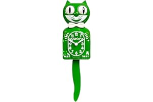 KIT CAT KLOCK Kit-Cat Clock® - Reloj de Gato en edición Limitada, Retro, icónico, Ojos y Cola móviles, de Pared, Funciona con Pilas, Fabricado en EE. UU, decoración de hogar, Moderno, Verde clásico