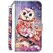 Produktbild Robinsoni Hülle Kompatibel mit Sony Xperia XZ2 Handytasche PU Leder Flip Case Brieftasche,Glitzer 3D Bunt Gemalt Muster Schutzhülle Magnetisch Kartenfach Ständer Klapphülle Wallet, Eule