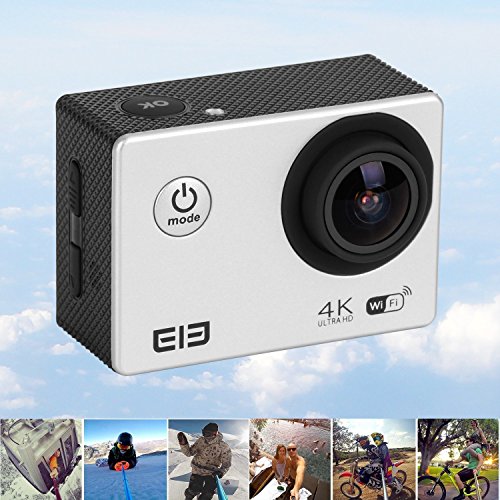 ELE CAM Original Sportkamera Actionkamera 16MP 4K Wasserdicht Full HD Klein Set Helm mit Zubehör Wifi 1080p 60fps Wasserdicht Unterwasser Tauchen für Motorrad, Fahrrad, mit Halterung ( Silber ) - 8