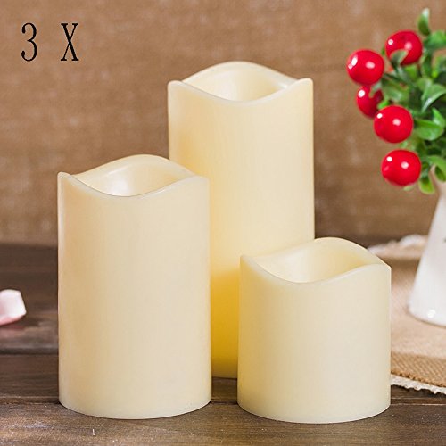 LZHOO 3er Set Flamme LED Kerzen mit Fernbedienung, Kerzen Lampe mit flackernder Flamme, batteriebetrieben mit Fernbedienung für gemütliche Abende, Weihnachtsdeko, Hochzeit, Geburtstags, Party - 2