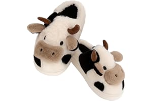 Coswind Pantofole Donna Uomo Invernali Ciabatte di Mucca Caldo with Memory Foam Cartone Animato Sliders Morbido Peluche Interno Esterno Slippers