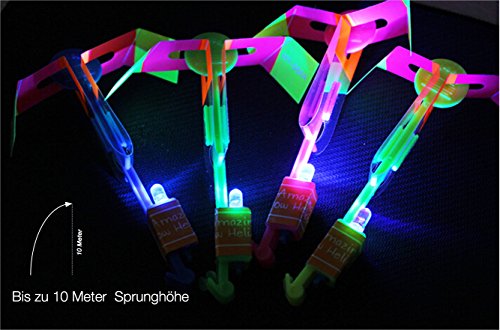 10x LED Helikopter Shoot Mitgebsel, Fluggerät, Hubschrauber, Schleuder, LED shooter , Kinderspielzeug , LED Rakete für Jungen und Mädchen / Kindergeburtstag / Party / Scherzartikel - 4