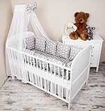 Baby Bettwäsche Design II: Pünktchen grau Nestchen Bettset 100×135 für Babybett Decke Kissen Bettumrandung - 3