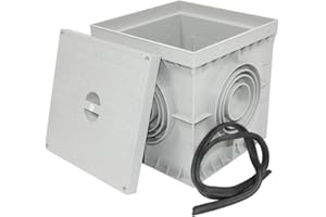 RALERTREIK Arqueta Estanca de Suelo Electrica Gris Cuadrada con Tapa Ciega Arqueta de Riego y Electricidad Arqueta de PVC para Jardín, Drenaje Riego, Instalaciones Eléctricas Tuberías 200x200 mm