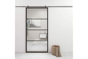 Norheim Puerta Corredera de Aluminio y Vidrio ESG Puertas Correderas de Cristal, Sólido y Seguro, Negra 102,5x205 cm