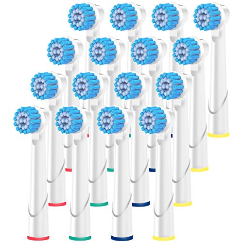 ITECHNIK entièrement compatibles avec les modèles de brosses à dents électriques Oral-B,Brossette de Rechange Compatible pour Braun Oral B Brosse à Dents Électriques, Sensitive clean 16 Pièces
