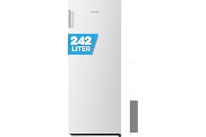 Heinrich´s freistehender Kühlschrank 242L, kühlschrank ohne gefrierfach, XXL, Vollraumkühlschrank, LED-Beleuchtung, Standkühlschrank mit 5Glasablagen, Türanschlag wechselbar, leise 40dB, (weiß)