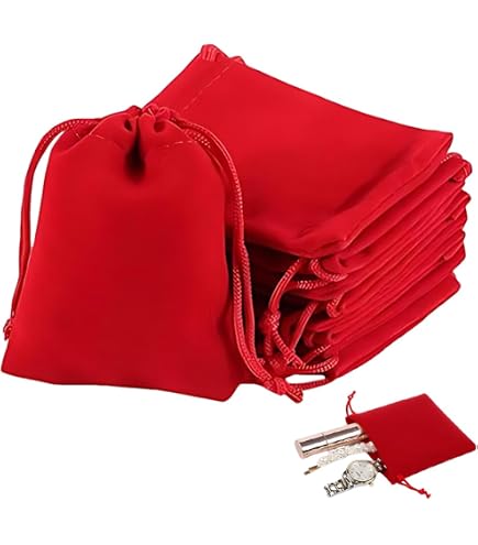 25 Sacchetti Regalo In Velluto Con Coulisse - Rosso Borgogna 4.8x3.6 Pollici - Per Gioielli, Bomboniere, Caramelle
