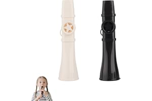 ELIPHONTOWNE 2PCS Portable Kazoo Instrument - Reusable Comfortable Whistle, Dual Tone Hole, Easy to Play, Lightweight Backpacking for Children and Adults Toys, Non Slip and Comfortable Music Toys (Black + White)