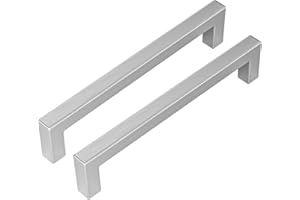 goldenwarm 10x Möbelgriff Edelstahl Gebürstet Türgriffe Küche Schrankgriffe Schubladengriffe Küchenschrank Stangengriff Rohrbreite 12mmx12mm Bohrlochabstand 160mm Gesamtlänge 172mm