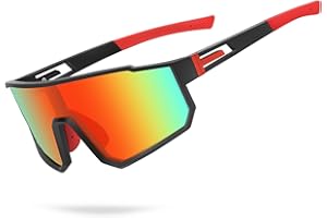 Sakmot Occhiali da Sole da Uomo Polarizzati, Occhiali da Ciclismo Polarizzati, Occhiali Ciclismo Uomo, Sportivi,da Ciclismo Anti-UV, Per Ciclismo, Motociclismo, Corsa, Sci, Alpinismo