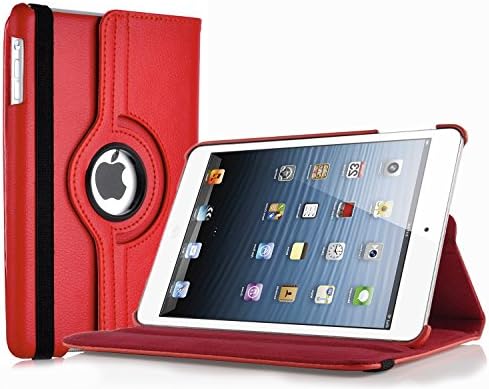 SK MICRO® Rotating 360 Degree PU Leather Flip Case Cover with Screen Protector and Stylus Pen for iPad Mini Black case, iPad Mini2 case, iPad mini3 case (IPAD MINI/MINI 2 / MINI3, RED)