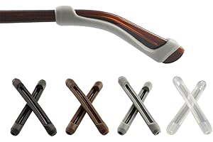 LOGAGOYO 4 Pairs Eyeglasses Temple Tips Sleeve Retainer, Soft Silicone Anti-Slip Elastic Comfort Glasses Retainers, For Spectacle Sunglasses Reading Glasses Eyewear (Random color) (Black,Clear,Grey,Brown)1