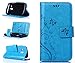 Produktbild ZeWoo Folio Ledertasche - R149 / Schmetterling und Blume (blau) - für Samsung Galaxy S3 Mini (4 Zoll)(NICHT FÜR Normales S3) PU Leder Tasche Brieftasche Case Cover