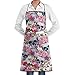 Produktbild Aprons for Women Human Skulls with Flowers Pattern Menâ€s Womenâ€s Unisex Manicure Store Kitchen Long Aprons Sleeveless Overalls Portable with Pocket for Cooking,Baking,Crafting,Gardening,BBQ