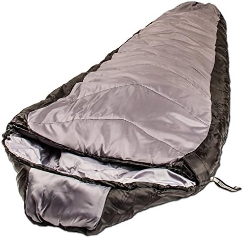 Northstar Tactical Operations Double Layer Mummy, Jumbo Zipper, Sleeping Bag, Compression Stuff Sack Black/Grey