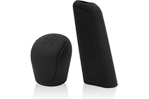 GROVL 5-Speed Car Gear Stick Shift Cover,Handbrake Cover, Gear Knob Cover Universal, Elastic Silicone Gear Stick Knob Cover ，Suitable for Manual Automatic Transmission Gear Knob(Grey)