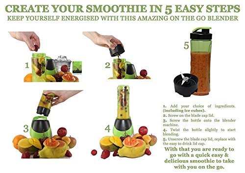 TARTEND Smoothie Mixer mit Trinkbecher Standmixer Smoothieaufsatz Saftmixer elektrisch Mixer für Shakes 300 Watt 2 Smoothie Flaschen Mini Mixer mit Trinkflaschen Smoothie Set - 4