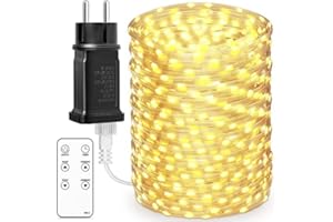 BESCOST Catena Luminosa Esterno 100M 1000Led,Luci da Esterno Impermeabile IP65 Stringa Luci Led con Telecomando Lucine Led 8 Modalità per Giardino Balcone Matrimonio Natale Festa Bianco Caldo