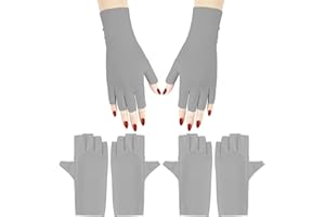 Arqumi UV Gloves for Gel Nails, 2 Pairs anti UV Gloves for Gel Nail Light Lamp Dryer Nail Art Fingerless UV Protection Gloves for Gel Manicures Grey