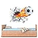 Produktbild Wandaro Wandtattoo Fußball I 70 x 50 cm I Jugendzimmer Jungen Kinderzimmer Ball Fussball Aufkleber Wandaufkleber Deko Wandsticker Wandtatoo Kinder Vinyl 3D W3320
