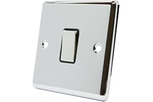ALLIANCE ELECTRICAL AET CPC1GSWIBC Polished Chrome Classical Black Insert Metal Rocker Switch-10 Amp Single 1 Gang 2 Way Light Switch