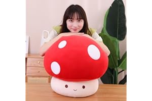SNOWOLF 60 cm en peluche champignon 3D doux en forme de champignon Coussin en peluche Kawaii Squishy Poupée rembourrée Cadeau pour filles enfants femmes Décoration Noël Saint-Valentin fête (rouge)