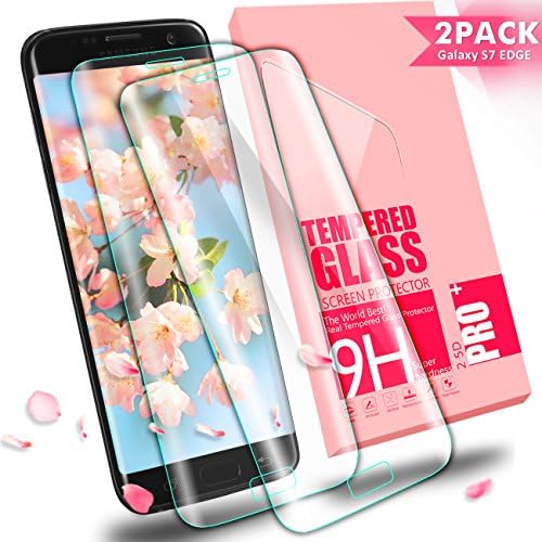 Mingu Galaxy S7 Edge Screen Protector, [2-Pack] Full Coverage Samsung Galaxy S7 Edge Tempered Glass, 9H Hardness, Bubble Free, Anti-Fingerprint HD Screen Protector Film - Transparent