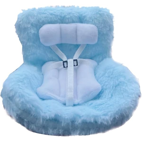 Siège Auto Pour Poupée - Blanc, Peluche, Avec Ceinture Et Clips D'aération, Pour Poupées Jusqu'à 17 Cm