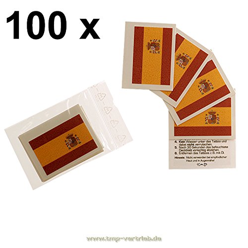 100er Spanien Tattoo Fahne Fan Set – EM Fanartikel 2016 – Spain Flag (100)