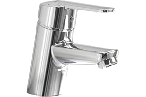 Roca Victoria Grifería para lavabo con enganche para cadenilla, grifo monomando de repisa con enlaces de alimentación flexibles y aireador, mezclador para cuarto de baño, cromado, A5A3125C00