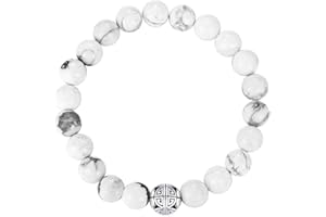 MetJakt Naturelles 8mm Pierres Bracelet précieuses deavec Cristal Bangle en perles avec pendentif en Argent Sterling 925 Pendentif Double Bonheur