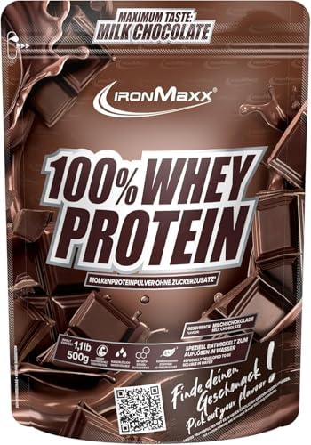 IronMaxx 100% Proteine di siero di latte in polvere solubile in acqua, gusto cioccolato, sacchetto da 500g (1 confezione)