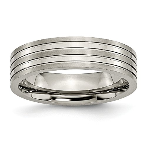 ICE CARATS Titanium Grooved 6mm Brushed Wedding Ring Band Fashion Jewelry for Women Gift Set