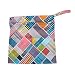 Baby Protable Nappy Reusable Washable Wet Dry Cloth Zipper Waterproof Diaper Bag with Colorful Checked Pattern