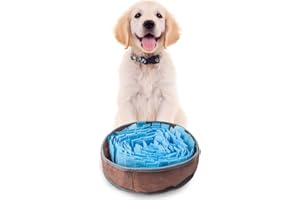 vocheer Dog Snuffle Mat, Dog Puzzle Toy Dog Treat Dispenser Encourages Natural Foraging Skills for Dogs Bowl Pet Activity Play Mat for Foraging Skill Stress Release Blue
